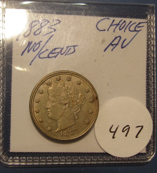 1883 NC LIBERTY NICKEL CH AU-58