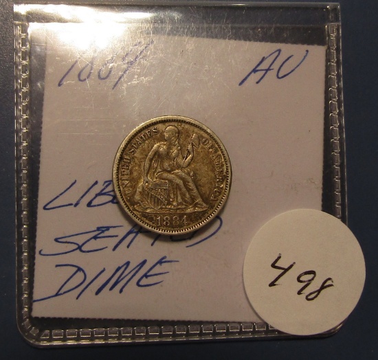 1884 LIBERTY SEATED DIME XF/AU