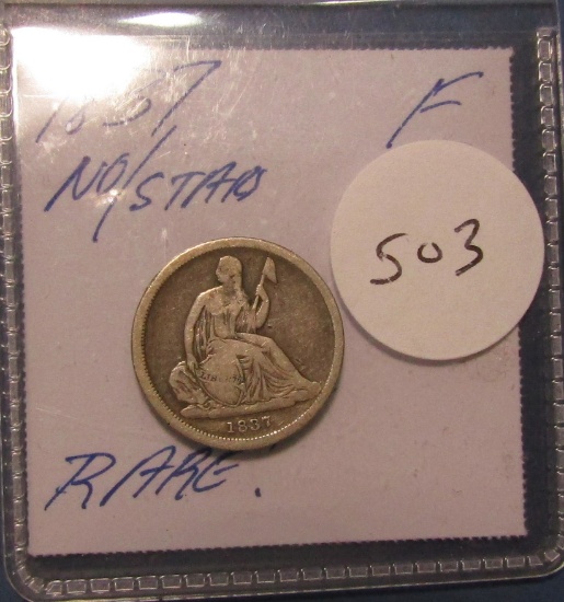 1837 NO STARS LIBERTY SEATED DIME FINE-15