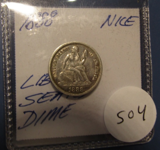 1888 LIBERTY SEATED DIME VF