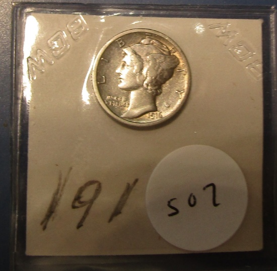 1916 MERCURY DIME FINE