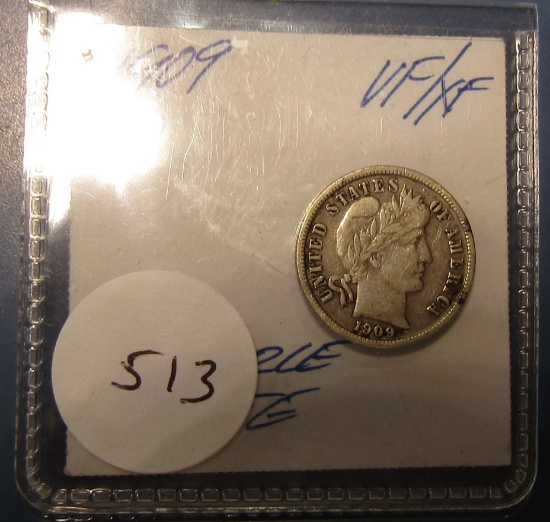1909-O BARBER DIME VF/XF