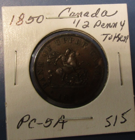 1850 CANADIAN HALF PENNY TOKEN
