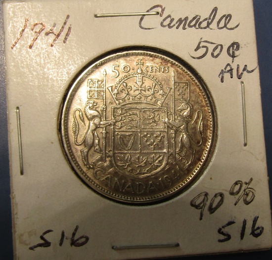 1941 CANADA SILVER HALF DOLLAR CH AU