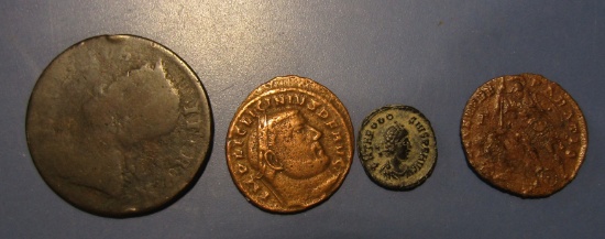 LOT OF FOUR ANCIENT/FORIEGN COINS (4 COINS)