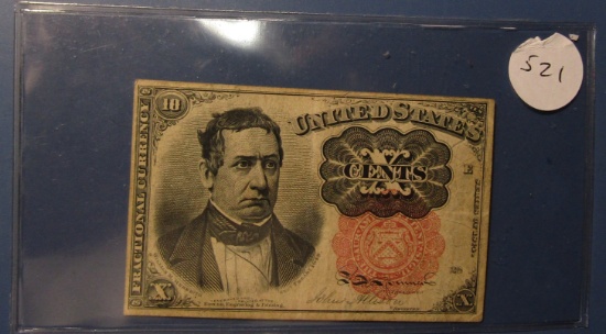 1874 TEN CENT FRACTIONAL NOTE XF