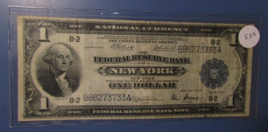 1918 FEDERAL RESERVE BANK OF NEW YORK DOLLAR NOTE XF