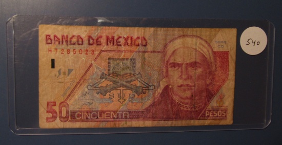 1999 BANCO DE MEXICO FIFTY PESO NOTE VF
