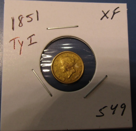 1851 TYPE 1 LIBERTY GOLD XF (TESTED AND GUARANTEED GENUINE)