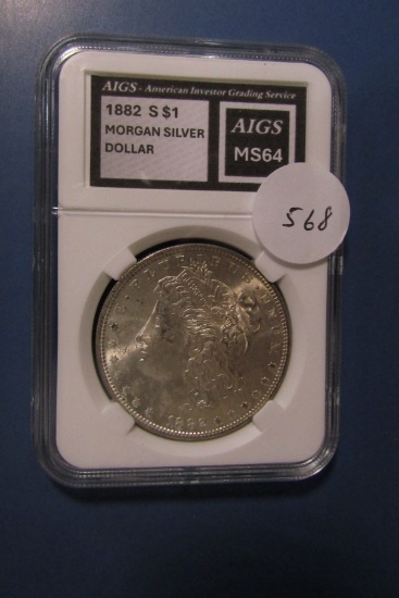 1882-S MORGAN DOLLAR AIGS MS-64
