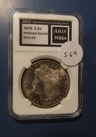 1878-S MORGAN DOLLAR AIGS MS-64