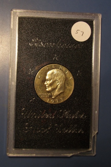 1973-S PROOF SILVER IKE DOLLAR (CHIPPED EDGE)