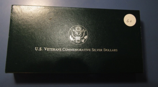 1994-P SILVER PROOF VETERAN COMMEM. DOLLAR SET IN BOX