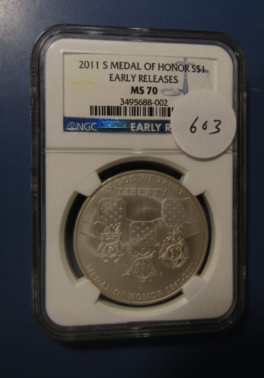 2011-S MEDAL OF HONOR SILVER DOLLAR NGC MS-70