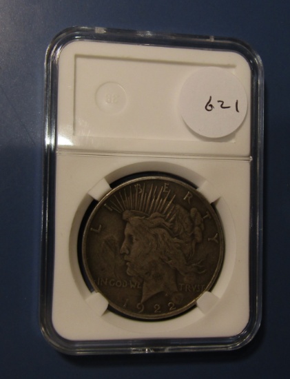 1922-D PEACE DOLLAR XF (OBV. SCRATCHES/REV. GRAFITTI