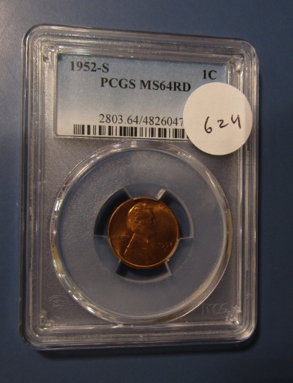 1952-S LINCOLN CENT PCGS MS-64 RED