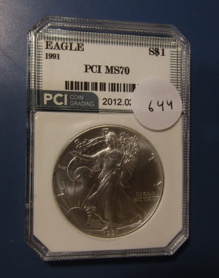 1991 AMERICAN SILVER EAGLE PCI MS-70