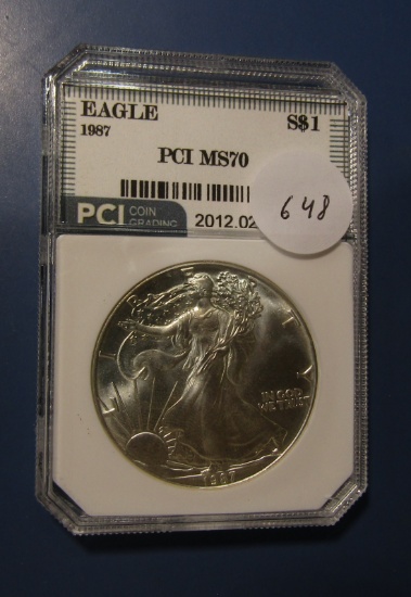 1987 AMERICAN SILVER EAGLE PCI MS-70