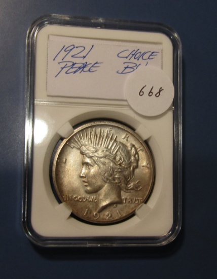 1921 PEACE DOLLAR CH AU-58
