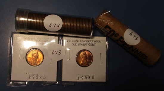 TWO ROLLS OF WHEAT CENTS TWO BU WHEATS CENTS & 1903 INDIAN CENT