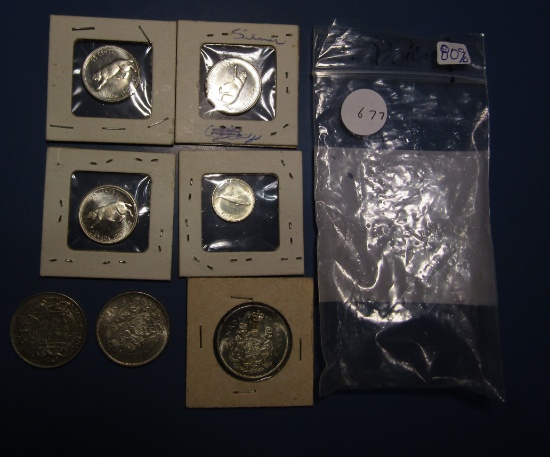 LOT OF SEVEN 80% SILVER FOREIGN COINS (7 COINS)