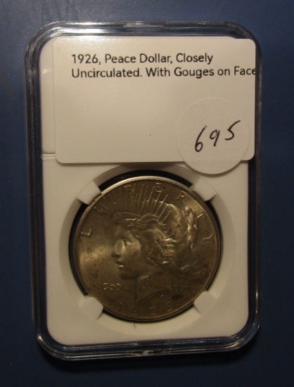 1926 PEACE DOLLAR CH AU-58 (TINY MARKS ON FACE)