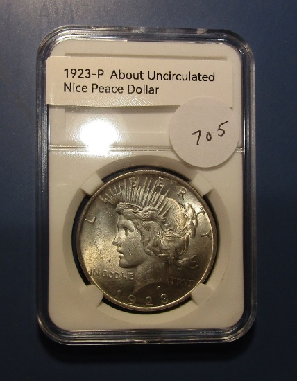 1923 PEACE DOLLAR CH AU-58