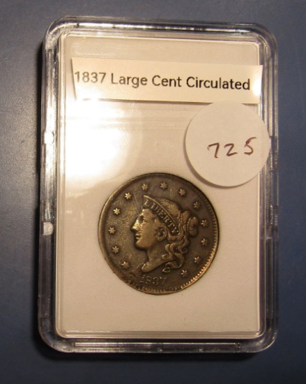 1837 LARGE CENT VF