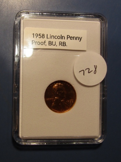 1958 LINCOLN CENT GEM PROOF RED
