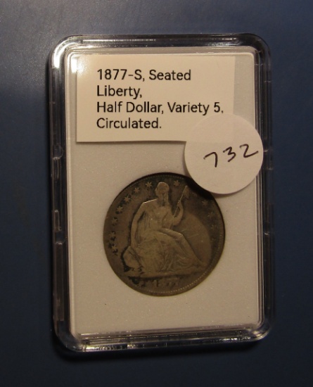 1877-S LIBERTY SEATED HALF DOLLAR VG/FINE