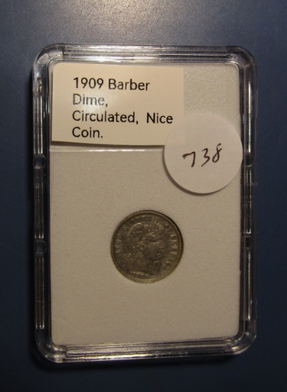 1909 BARBER DIME CH AU