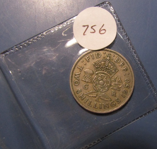 1950 TWO SHILLINGS XF