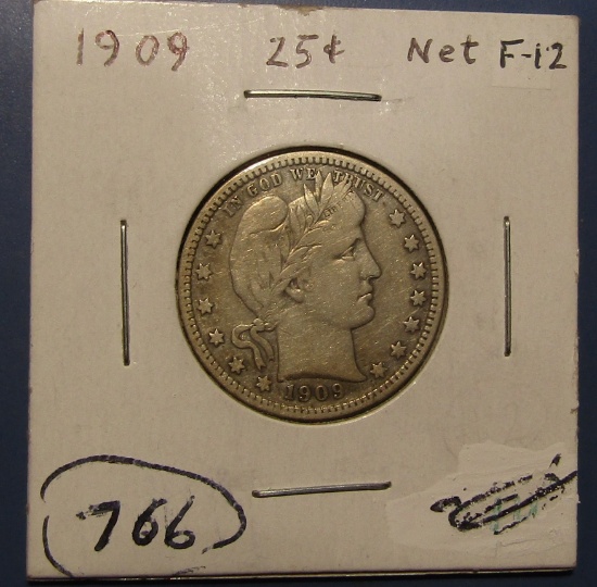 1909 BARBER QUARTER FINE