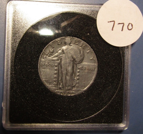 1927-D STANDING LIB. QUARTER FINE (DARK)