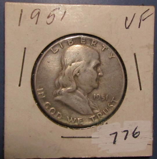 1951 FRANKLIN HALF DOLLAR VF