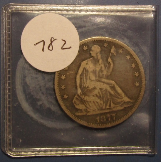 1877-S LIBERTY SEATED HALF DOLLAR VF/XF