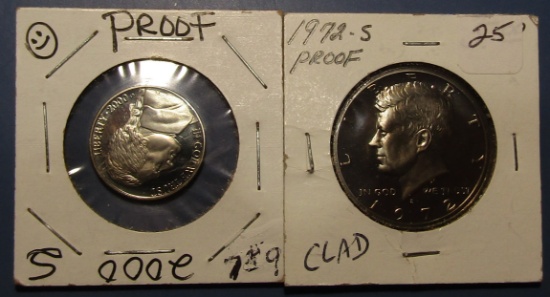 LOT OF 1972-S KENNEDY HALF PROOF & 2000-S JEFFERSON NICKEL PROOF (2 COINS)