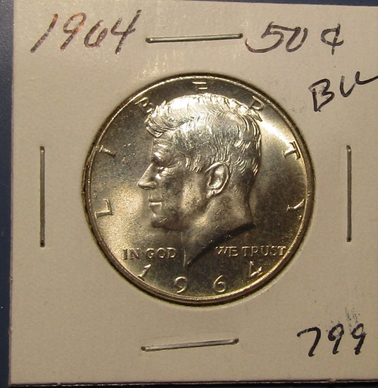 1964 SILVER KENNEDY HALF DOLLAR GEM BU