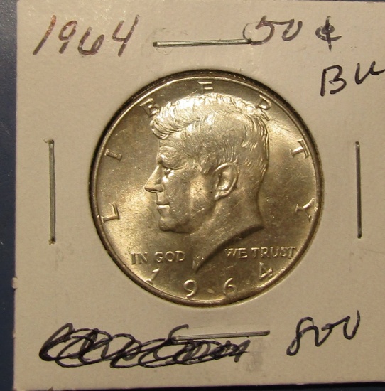 1964 SILVER KENNEDY HALF DOLLAR GEM BU