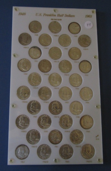 FRANKLIN HALF DOLLAR SET 1948-1963 GEM BU IN CUSTOM CAPITOL HOLDER