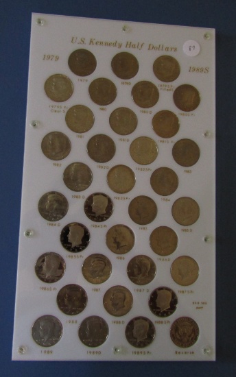 KENNEDY HALF DOLLAR SET 1979-1989 GEM BU INCL. PROOFS IN CUSTOM CAPITOL HOL