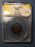 1835 HALF CENT ANACS FINE-15 DETAILS (BENT)