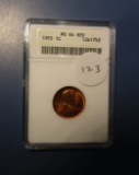 1955 LINCOLN CENT ANACS MS-64 RED