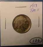 1913 TYPE 2 BUFFALO NICKEL CH AU-55