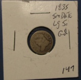 1835 LARGE 5 BUST HALF DIME GOOD-4