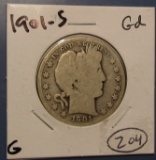 1901-S BARBER HALF DOLLAR GOOD-4