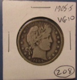 1905-S BARBER HALF DOLLAR VG-10