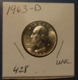 1963-D WASHINGTON QUARTER GEM BU