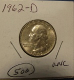 1962-D WASHINGTON QUARTER UNC
