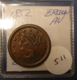 1852 LARGE CENT CH AU-58+++++